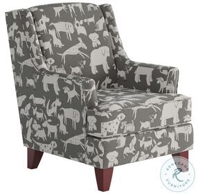 Doggie Grey Graphite Wing Back Accent Chair