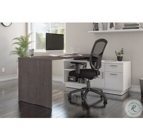Equinox Bark Grey And White 71" L Shaped Desk