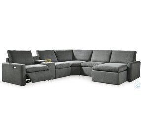 Hartsdale Granite 6 Piece Right Arm Facing Reclining Sectional with Console and Chaise