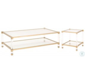 Nouveau Clear And Brushed Brass Console Table