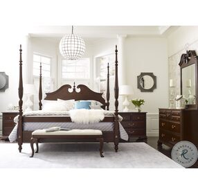 Hadleigh Rice Cherry Carved King Poster Bed