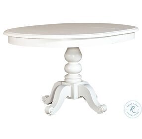 Summer House Oyster White Antique Round Pedestal Extendable Dining Room Set