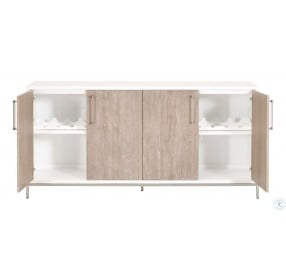 Nouveau Matte White And Natural Gray Acacia TV Stand