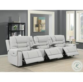 Garnet Light Grey Dual Power Reclining Leather 3 Seater Home Theater