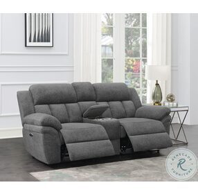 Bahrain Charcoal Power Reclining Console Loveseat