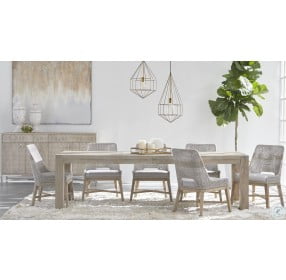 Wicker Natural Gray Tapestry Dining Chair Set of 2