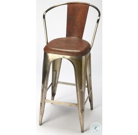 Roland Iron and Leather Bar Stool