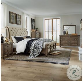 Americana Farmhouse Dusty Taupe Queen Sleigh Bed