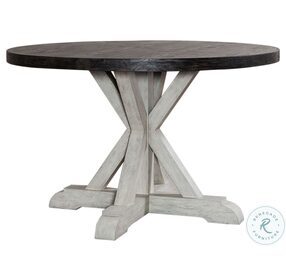Willow Run Rustic White And Weathered Gray Round Single Pedestal Dining Room Set