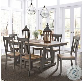 Lindsey Farm Gray And Sandstone Trestle Extendable Dining Table