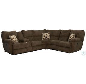 Elliot Chocolate Power Reclining Console Lay Flat Sectional