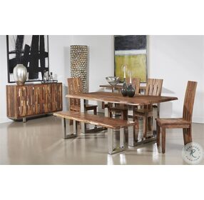 Brownstone 2.0 Brown With Chrome Dining Bench