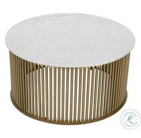 Bella White With Brown Veining With Gold Cocktail Table