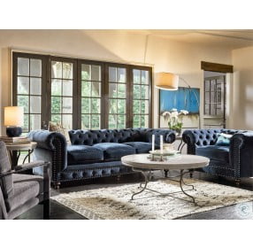 Curated Berkeley Sumatra Blue Velvet Sofa