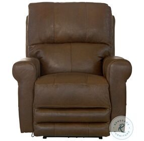 Hoffner Chestnut Leather Power Lay Flat Recliner