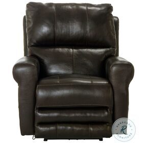 Hoffner Chocolate Leather Power Lay Flat Recliner
