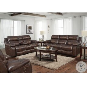 Positano Cocoa Power Reclining Console Loveseat With Storage