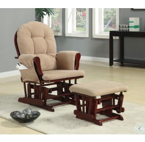 650010 Tan and Cherry Glider with Ottoman