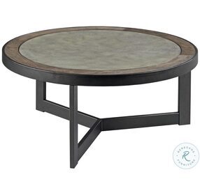 Graystone Rustic Dark Oak And Wrought Iron Metal Round Occasional Table Set