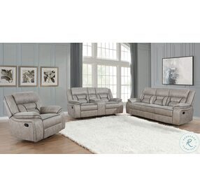 Greer Taupe Glider Reclining Console Loveseat