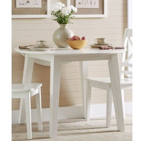 Simplicity Paperwhite Round Extendable Dining Room Set