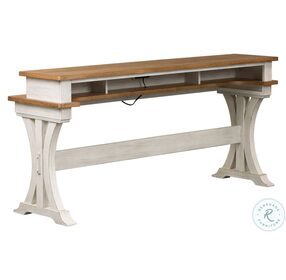 Farmhouse Reimagined Antique White And Chestnut Console Bar Table Set