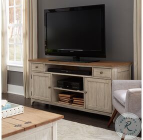 Farmhouse Reimagined Antique White And Chestnut TV Stand