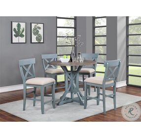 Bar Harbor Blue Distressed Counter Height Dining Table