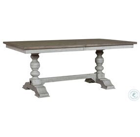 Whitney Antique Linen And Weathered Gray Extendable Trestle Dining Room Set