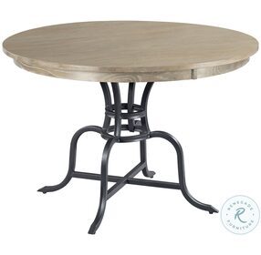 The Nook Heathered Oak Brown and Metal Base 44" Round Dining Room Set