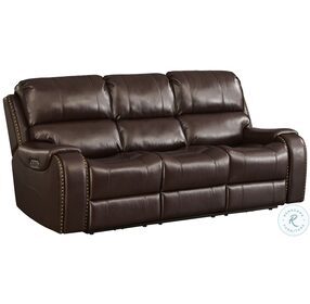 Latimer Brown Power Reclining Sofa With Adjustable Headrest