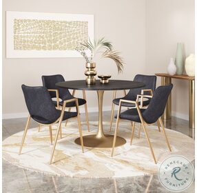 Desi Black and Gold Dining Chair Set of 2