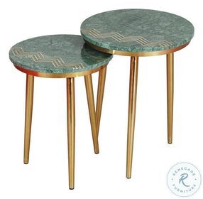 Jade Avery Green And Gold Marble Nesting Tables
