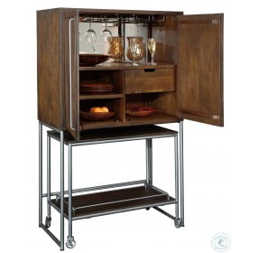 695222 Medium Brown Wine And Bar Cabinet