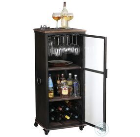 Stir Stick Black Aged Iron Wine And Bar Cabinet
