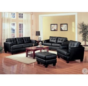 Samuel Black Leather Sofa