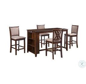 Amy Cherry 5 Piece 60" Counter Height Dining Set