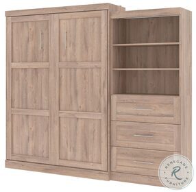 Pur Rustic Brown 101" Queen Murphy Bed and Storage Unit with Drawers