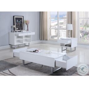 Atchsion High Glossy White End Table 