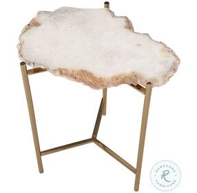 Cora Champagne Gold And Natural Marble Top Accent Table