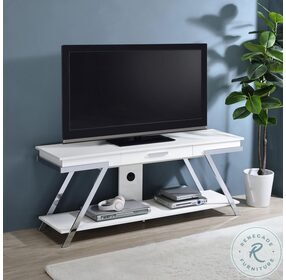 Marcia White High Gloss And Chrome 60" TV Stand