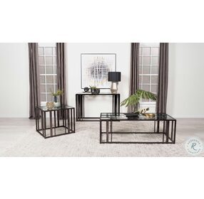 Adri Clear And Black Nickel Console Table