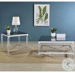 Lindley Acrylic And Tempered Mirror Top Chrome Square End Table