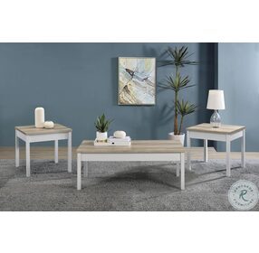 Stacie Antique Pine And White 3 Piece Coffee Table Set