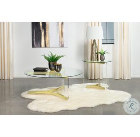Janessa Clear And Matte Brass Coffee Table