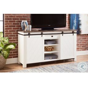 Junction White Collar And Everyday Gray Shiplap Sliding Door Media Console