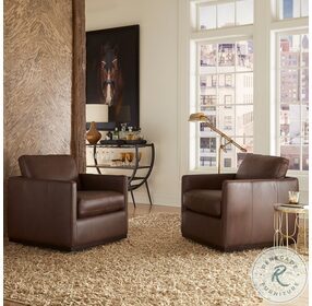 Weston Timber Leather Swivel Accent Chair