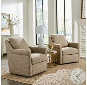Landcaster Cocoa Upholstered Swivel Accent Chair