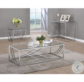 Lille Glass Top  And Chrome Sofa Table