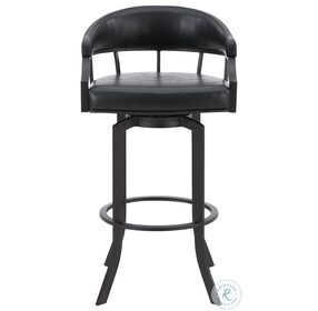 Pharaoh Black Faux Leather And Black Powder Coated 26" Swivel Counter Height Stool